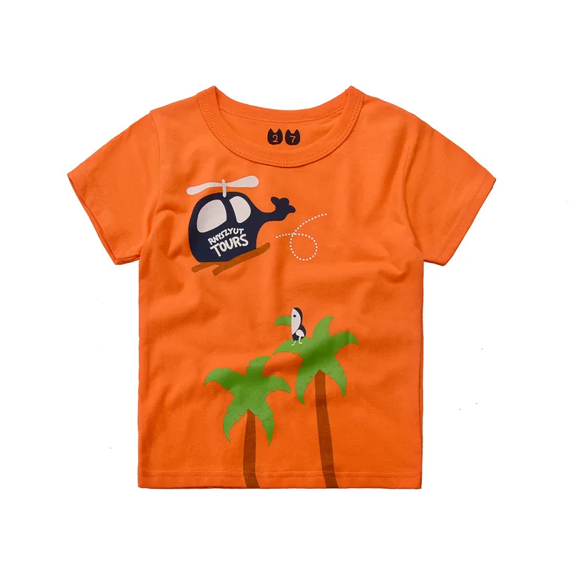 Baby Boy Cotton Shirts Cartoon Colorful C Children Summer Short Sleeve