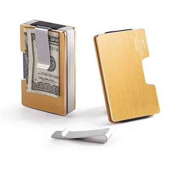 

Wholesale New Metal Card Holder Women Credit Card Holder Rfid Wallet Blocking Portable Card ID Holders Men Aluminum Clip