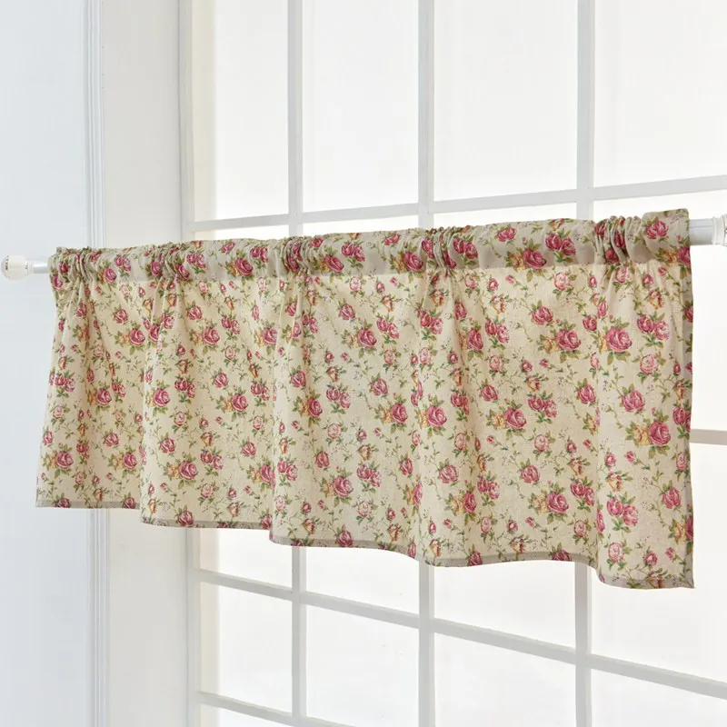 

Cotton Linen Half Shading Short Curtain Kitchen Household Balcony Decoration Small Fresh Print Curtain 150*45cm