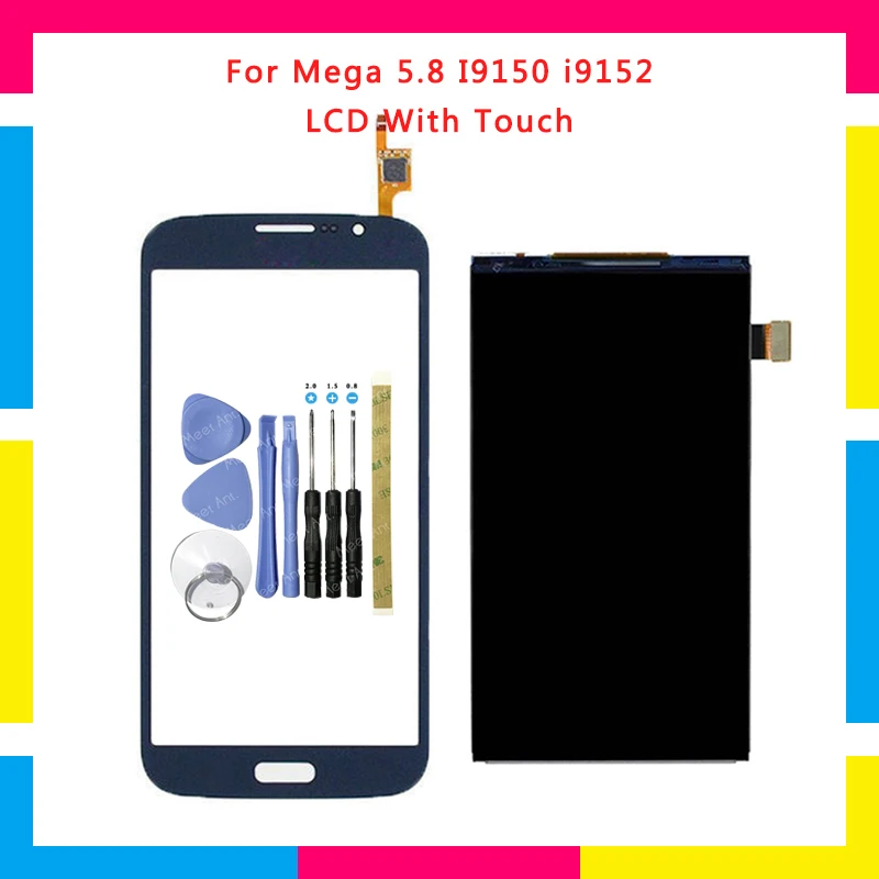 

High Quality LCD Display With Touch Screen Digitizer Sensor Panel For Samsung Galaxy Mega 5.8 I9150 i9152 + Tools