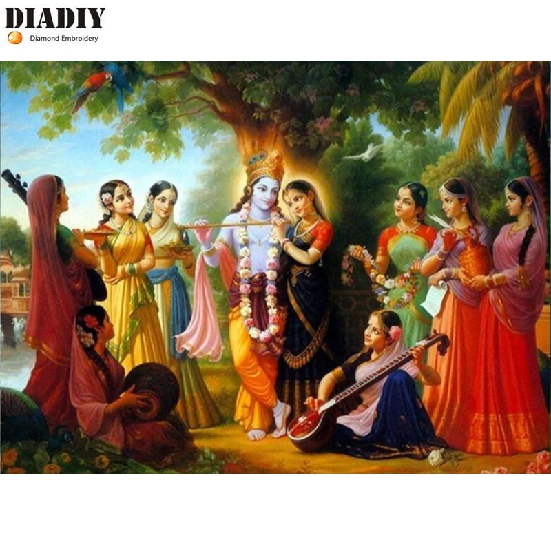 

DIADIY Diamond Embroidery India Style Full Square Diamond Mosaic Needlework Handicraft Diamond Painting Gift Home Decor Art