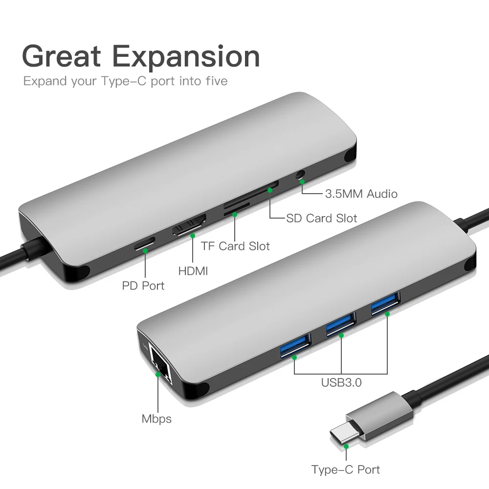 

Msvii USB C HUB 9 in 1 With Type-C For MacBook Pro 3USB 3.0 HDMI RJ45 Ethernet Network Micro SD TF Card Reader OTG Type C HUB