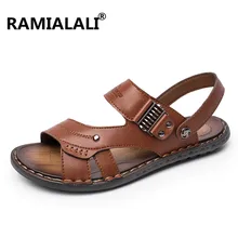 Мужские модные сандалии летние Мужские тапочки кожаная обувь пляжные сандалии повседневные Мягкие Мужская обувь Шлепанцы Zapatos Большие размеры 38–46