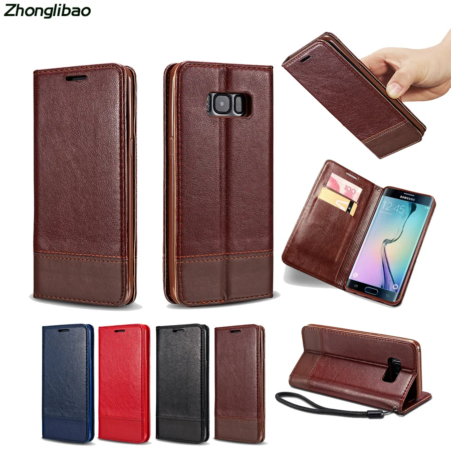 

Litchi Leather Case for Samsung Galaxy S10e S10 S9 S8 Plus S6 S7 Edge Note 9 8 5 Magnetic Flip Card Slot Wallet Cover Lanyard