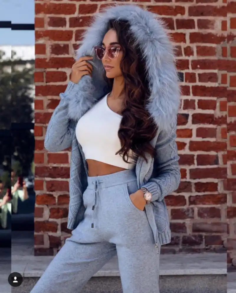 fur hooded cardigan