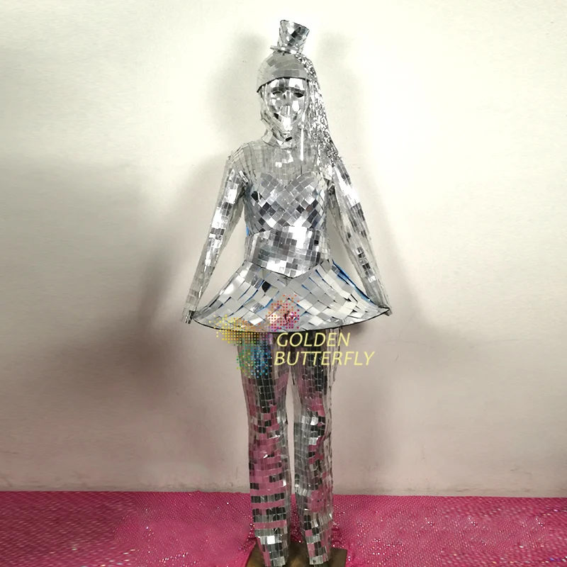 

Mirror Clothing New Mirror Design Dazzling Fashion Costume Men Women Miroir Show Street Art Reflective Clothes Robot Suit