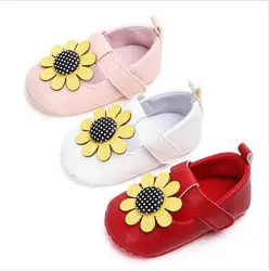 Прекрасный детская обувь в цветочек весна/осень младенческой PU первые ходоки девочек кроватки обувь