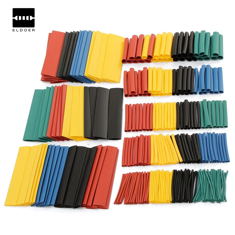 

328Pcs 8 Sizes Multi Color Polyolefin 2:1 Halogen-Free Heat Shrink Tubing Tube Assortment Sleeving Wrap Wire Kit