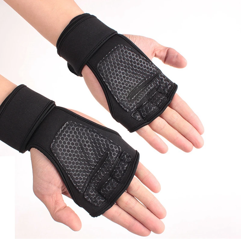 New 1 Pair Weight Lifting Training Gloves Women Men Fitness Sports Body Building Gymnastics Grips Gym Hand Palm Protector Gloves (29)