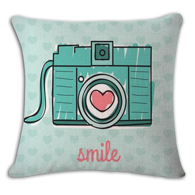 Antique Camera Cushion Cover Print Linen Affection Sofa Car Seat Family Home Decorative Throw Pillow Case Housse De Coussin Antique Camera Cushion Cover Print Linen Affection Sofa Car Seat Family Home Decorative Throw Pillow Case Housse De Coussin