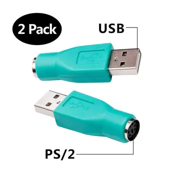 

2 color Cable Adapter For PS2 interface converter For PS / 2 to USB adapter head to U port USB switch keyboard mouse plug