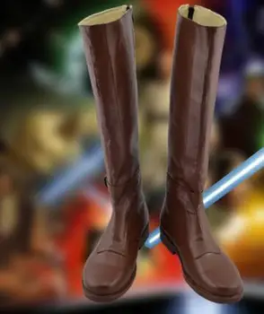 

New Cosplay Shoes The Force Awakens Jedi Obi Wan Cosplay Boots Shoes Knee High Brown Euro Size 35-48