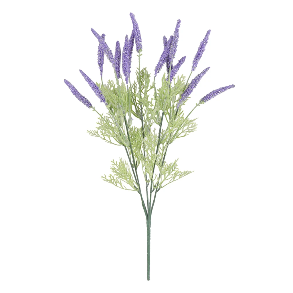 15 Heads Artificial Flowers Foam Lavender Bouquet Pot Plant for DIY Floral Art Flower Arrangement Home Balcony Party Decoration 