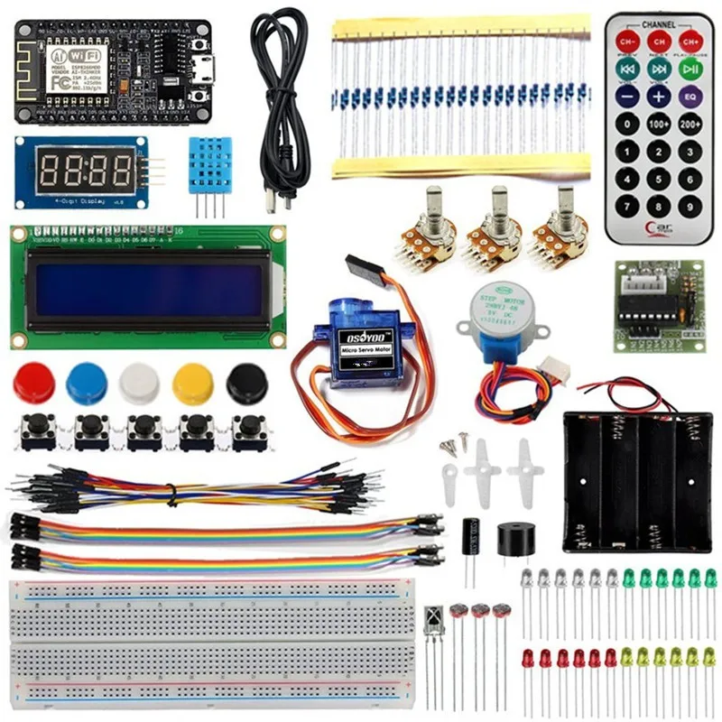 cable de puente y tablor para Arduino para NodeMCU Lua esp8266 para Raspberry Pi Kit electr/ónico para principiantes con m/ódulo de fuente de alimentaci/ón