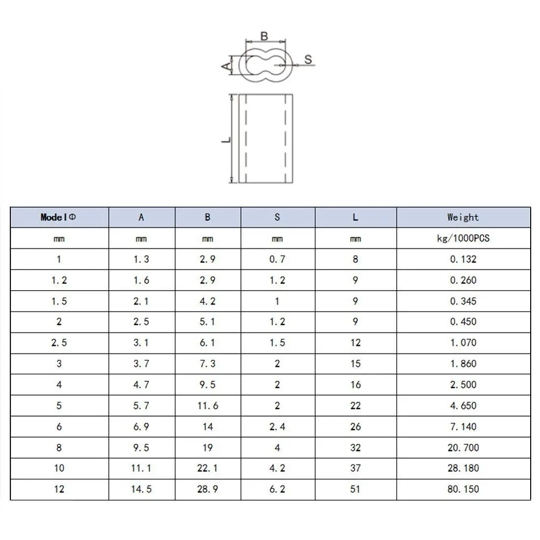

NEW 5/16 inch (8mm) Diameter Wire Rope Aluminum Sleeves Clip Fittings Cable Crimps 20pcs