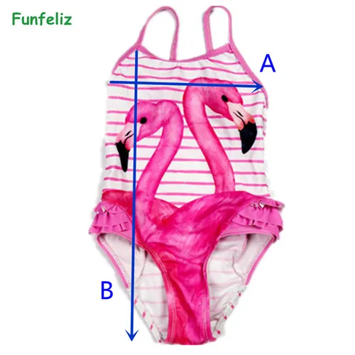 Funfeliz/Одежда для купания с фламинго для девочек; коллекция года; милый купальный костюм для маленьких девочек; цельный купальник в полоску с рисунком; детский купальный костюм