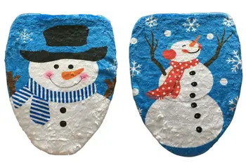 

1 Pc Blue Sky Happy White Snowman Bathroom Toilet Seat Cover Toilet Lid For New Year Xmas Christmas Decoration