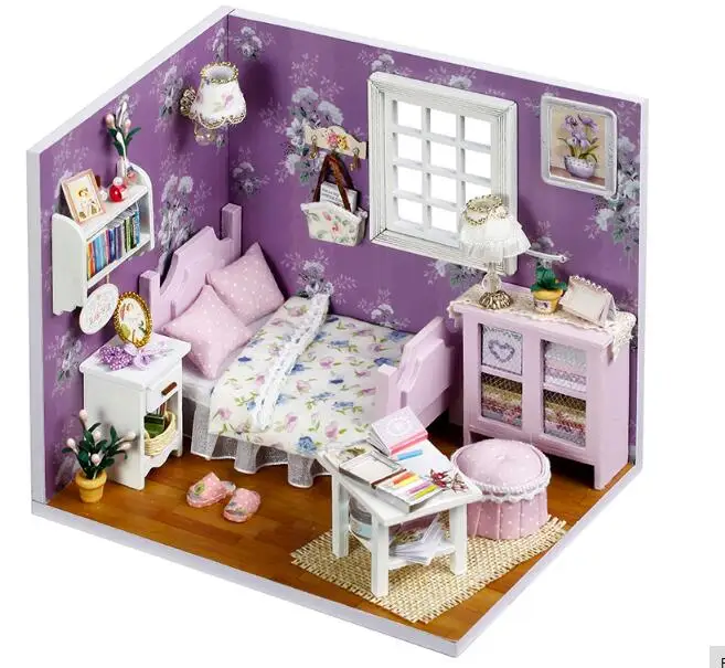 Furniture DIY Doll House Wodden Miniatura Doll Houses Furniture Kit Mini DIY Dollhouse Toys For Children gift H001