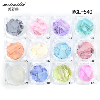 

Japanese 12 Color DIY Nail Art Decoration Irregular Shell Paper Flake Slice Sequins Ultra-thin Fragment Abalone Shell Piece Set