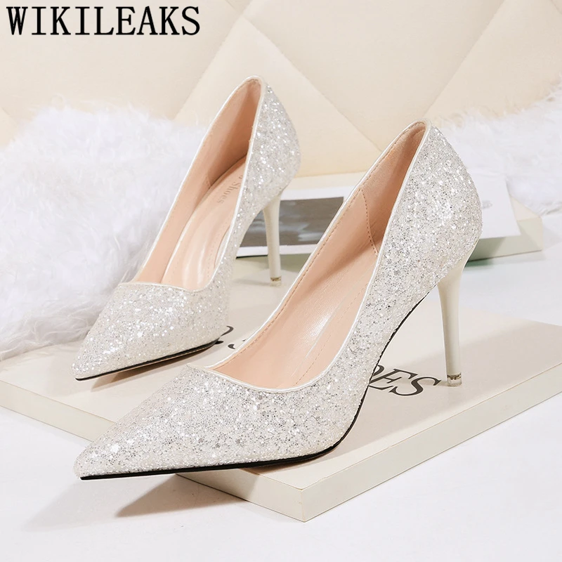 3 1 Talons Hauts Femmes De Bout Chaussures Buty Pointu Mariage Sexy Tacones 2 Or Fétiche 5 4 Pompes Mariée Glitter Altos Mujer 4qHnT
