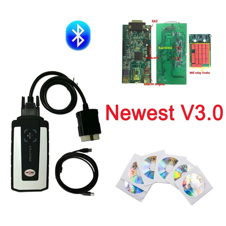 

3PCS/Lot Newest 2016.R0 WOW SNOOPER V5.008 R2 obd2 scanner with Bluetooth for Cars Trucks diagnostic tool