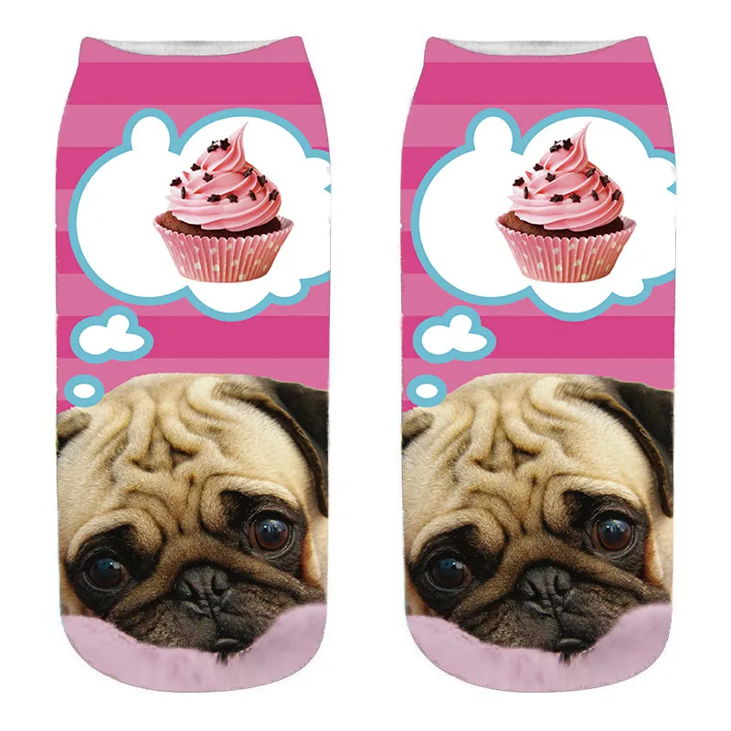 RUBU милые повседневные хлопковые носки для женщин 3D принт Kawaii Кот собаки животные носки забавные женские носки с низкой лодыжкой женские meias 7VB173
