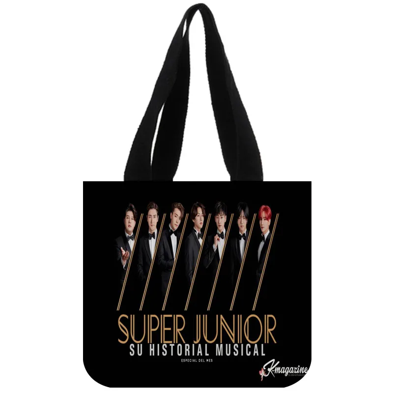 

Tote Bag Custom KPOP Super Junior Reusable Handbag Women Shoulder Cloth Cotton Canvas Shopping Bags Customize Your Images