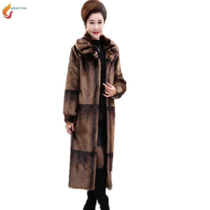 Middle aged women winter fur coat women elegant fashion long imitation ...