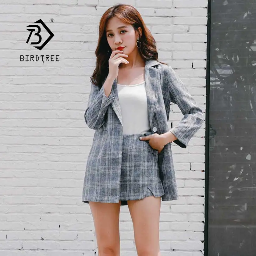 short skirt with blazer