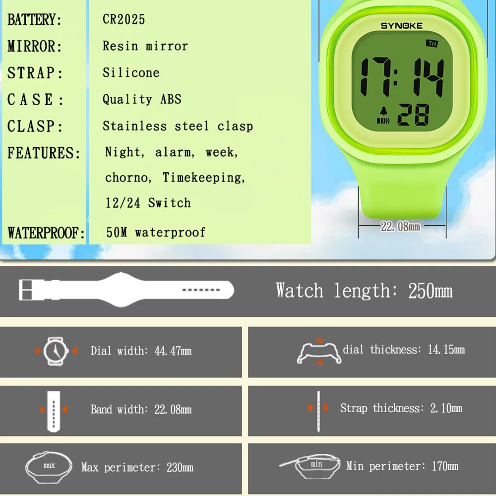 Children's Watches Over 12 Years Old SYNOKE Brand Digital Watch Waterproof Students Boys Watch Sports WristWatch For Girl Kid 4
