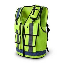 Светоотражающий жилет, предупреждающий о дорожном движении, флюоресцентная одежда, рабочий инженерный жилет безопасности, мульти карманы, рабочая одежда