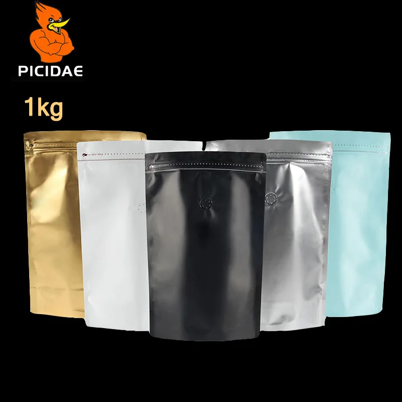

2 pound Cookie food chocolate coffee Grain Snack packing Bag storage 1kg Aluminum foil zipper ziplock valve stand up Wide bottom