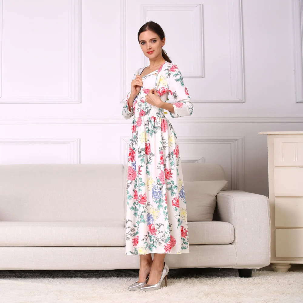Emotion Moms NEW Floral Cotton Blend Maternity Clothes for Pregnant Women Lactation Dress Long Breastfeeding Dresses Emotion Moms NEW Floral Cotton Blend Maternity Clothes for Pregnant Women Lactation Dress Long Breastfeeding Dresses