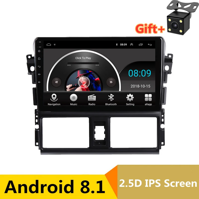 

10.1" 2.5D IPS Android 9.1 Car DVD GPS For Toyota Vios YARIS 2014 2015 2016 headunit audio radio stereo navigation wifi built in