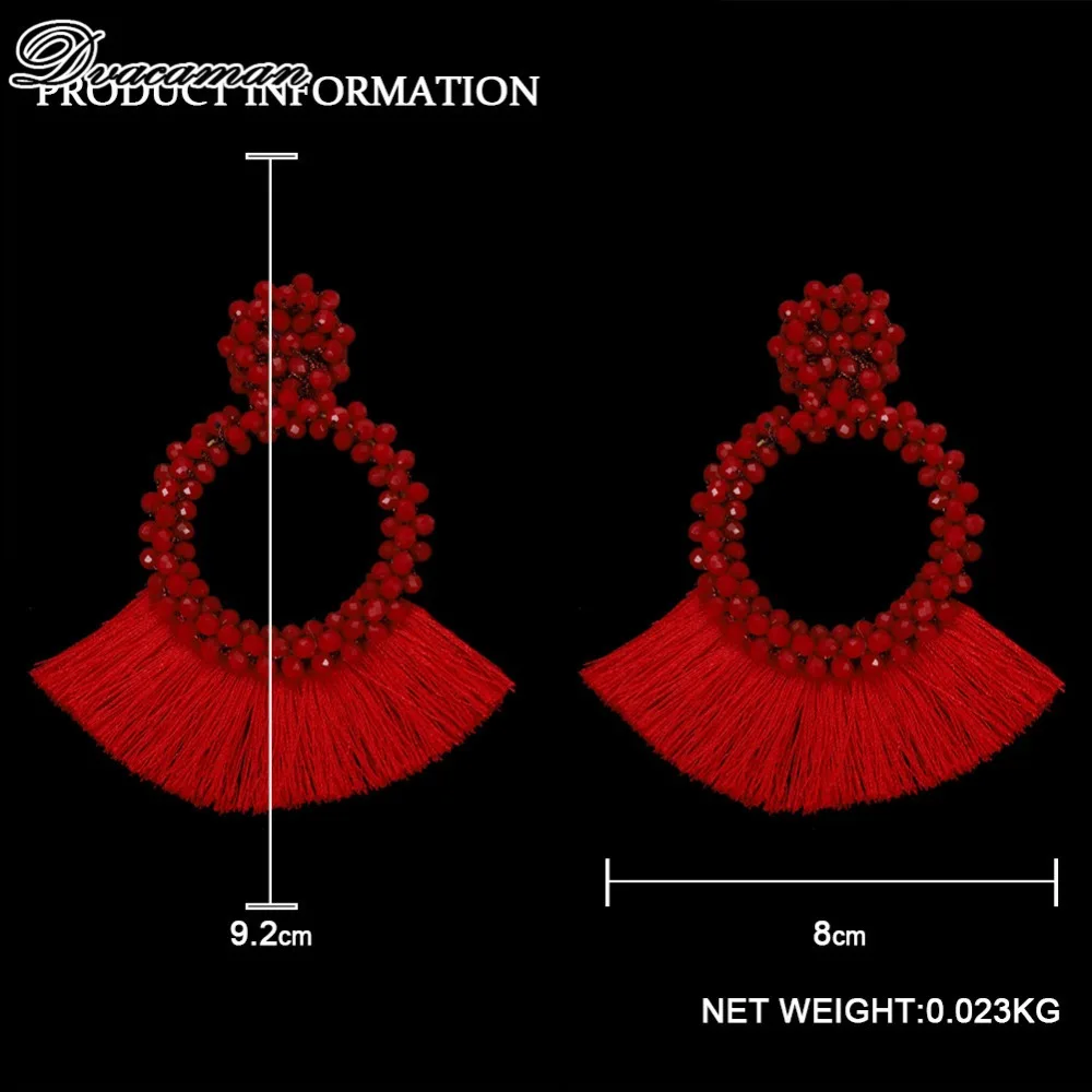 Dvacaman Boho дизайнерские длинные висячие серьги с кисточками для женщин модные полимерные массивные серьги этнические, праздничные ювелирные изделия в подарок