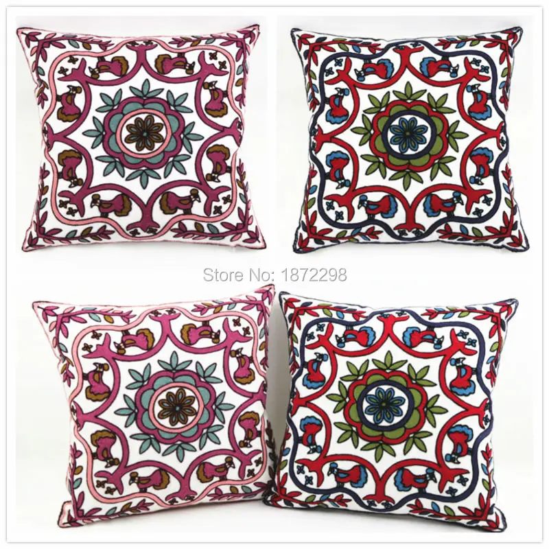 

Free Shipping 45cmX45cm Cotton Canvas Wool Embroidery Throw Pillow Case HT-CCWEC-B-05-06