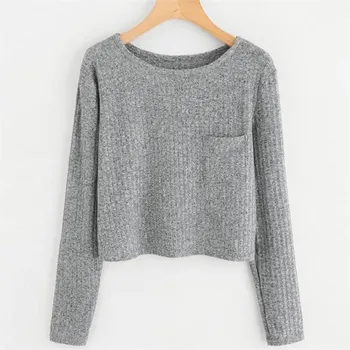 

2018 New Fashion women sweatshirts long sleeve o neck Massager casual sweatshirt solid color elegant casual Tops tumblr