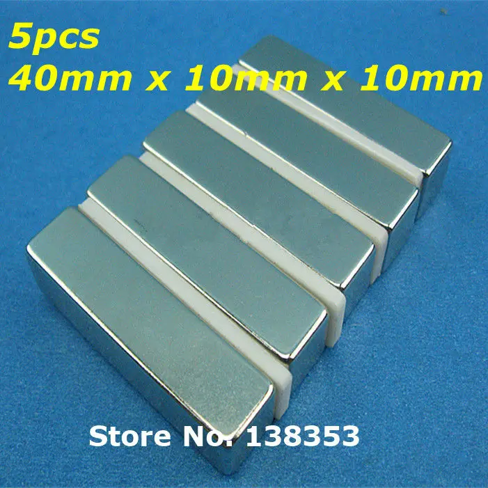 5pcs Bulk Super Strong Neodymium Rectangle Block 40mm x 10mm x 10mm N35 Rare Earth NdFeB
