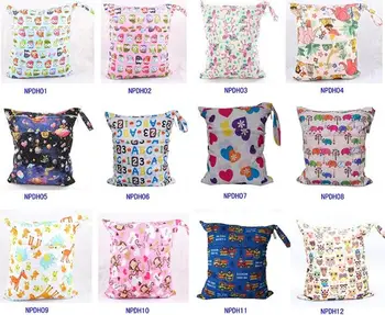 

200pcs Mixorder 55 Color Double Layer Zipper Diaper Storage Bag 36*28CM Reusable Waterproof Baby Cloth Diaper Wet/Dry Bags