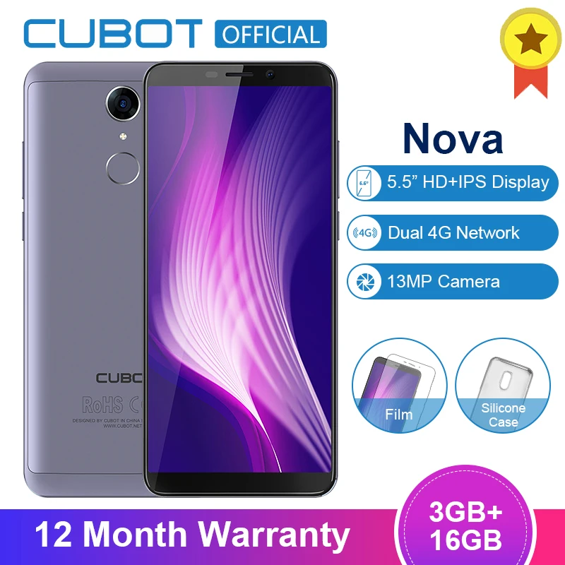 

Cubot Nova Android 8.1 18:9 Full Screen 3GB 16GB Dual 4G Dual Sim Celular 5.5" MT6739 Quad-Core Smartphone 4G LTE Telefone