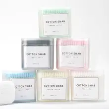 200 шт. впитывающие ватные тампоны для взрослых детей, двухсторонняя Стерильная бумага, палочки, Круглый спиральный наконечник, ушные чистящие почки, инструмент для макияжа