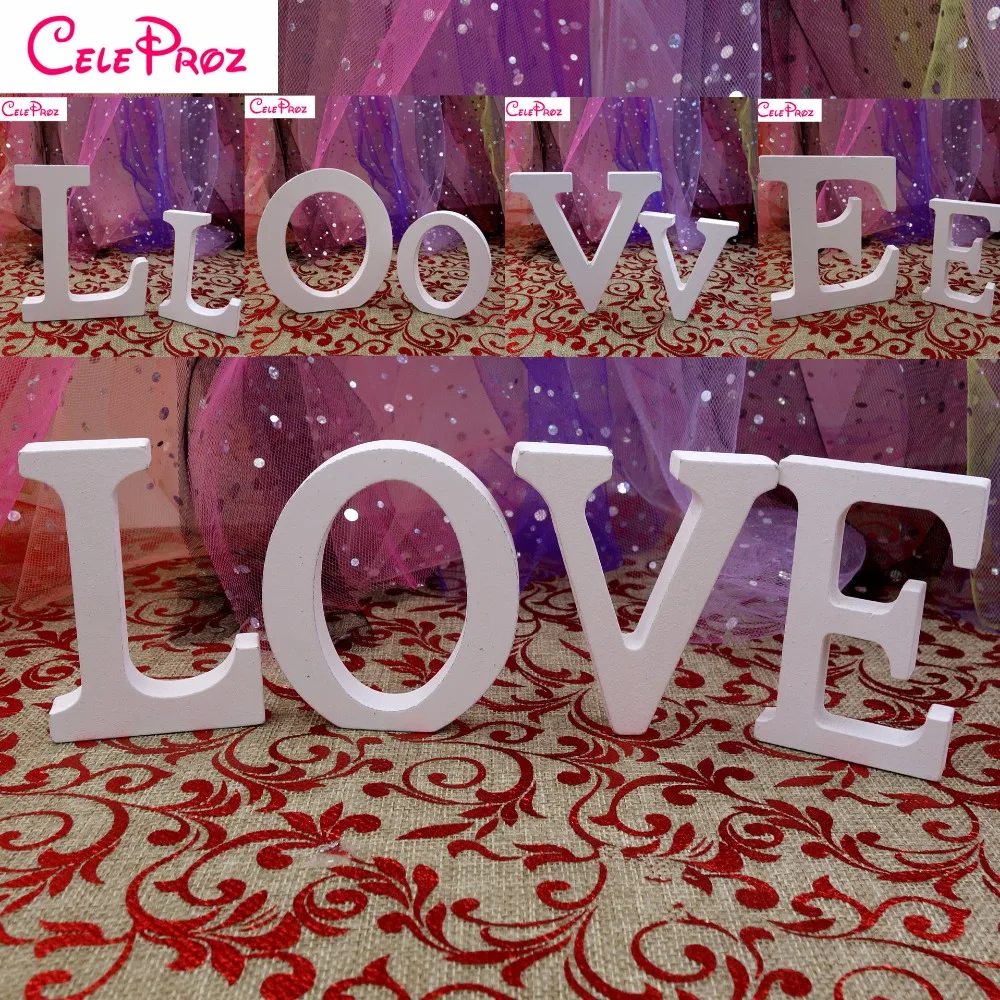 

8CM White Wooden Letter A-Z Wooden Alphabet Word Ornaments Wedding Party Home Decoration