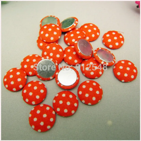 50 pcs 15mm DOT Fabric Covered flat back Buttons, Cloth Covered Buttons