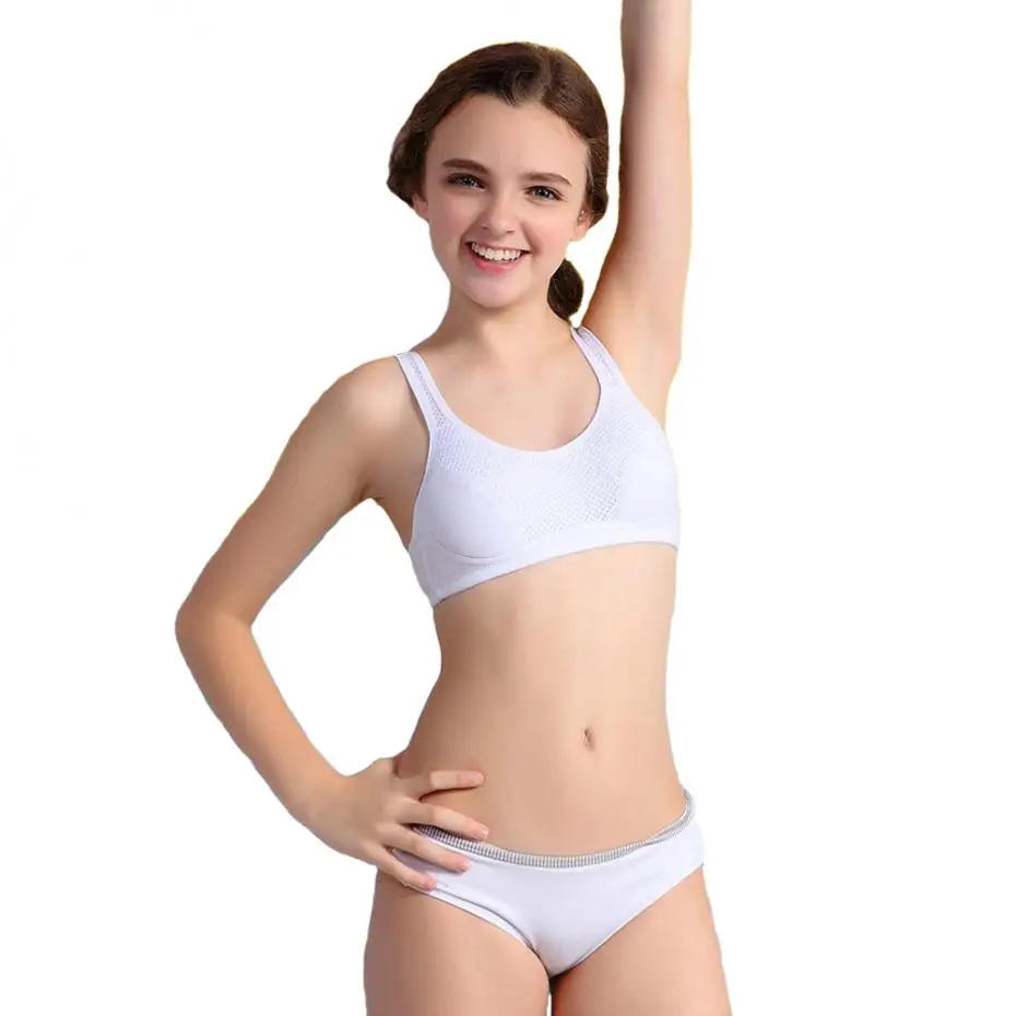 מוצר WoFee Latest Puberty Girls Underwear Design High Quality Cotton Net Breathable Bra&briefs