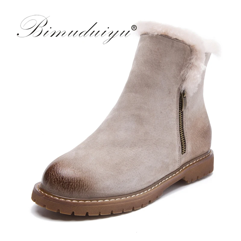 BIMUDUIYU font b Women b font Winter Boots New Arrival Genuine font b Leather b font