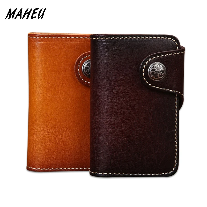 Retro Genuine Leather Men Women Key Holder Real Cowhide Hoursekeeper