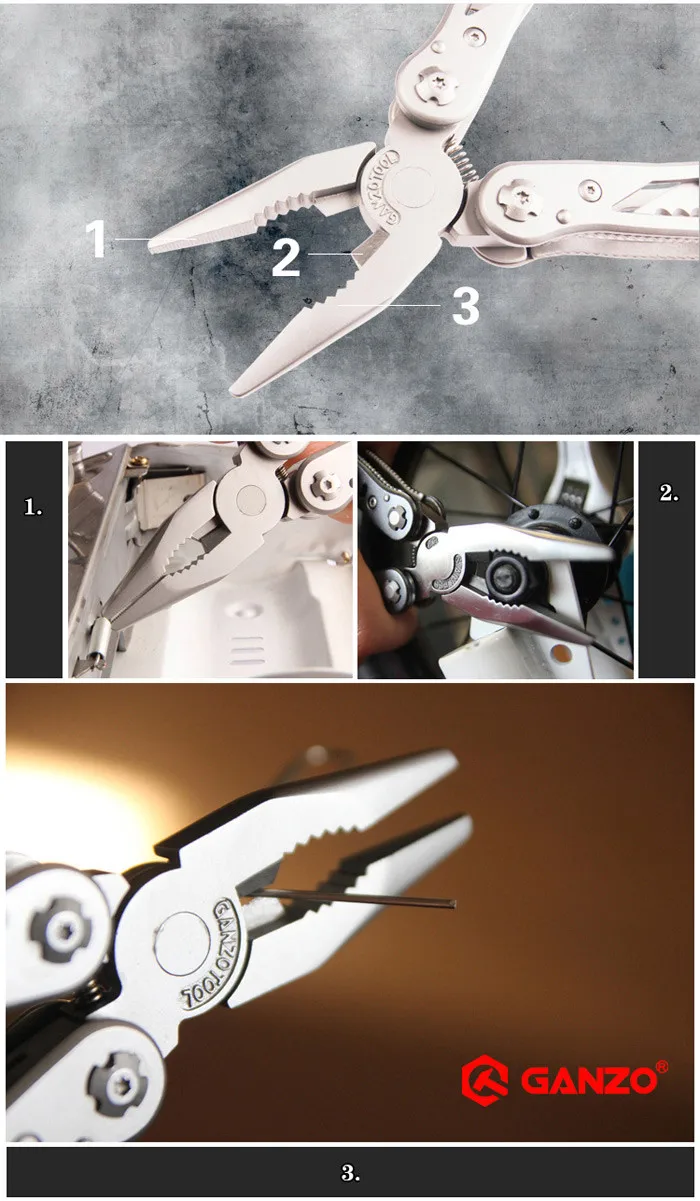 24 in 1 Multi Tool Pliers EDC Ganzo Pocket Tools Outdoor Folding Fishing Camping Hunting Pliers Tungsten Cutter Knife