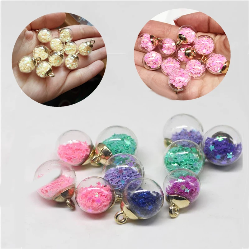 

10pcs/lot Glass Ball Colored Star Charms Round Beads for DIY Earrings Pendant Keychain Charms Hair Jewelry Accessories Findings