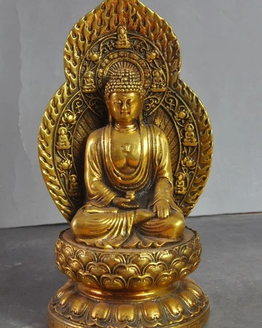 

7" Old Tibet Buddhism Bronze Gilt Sakyamuni Shakyamuni Tathagata Buddha Statue