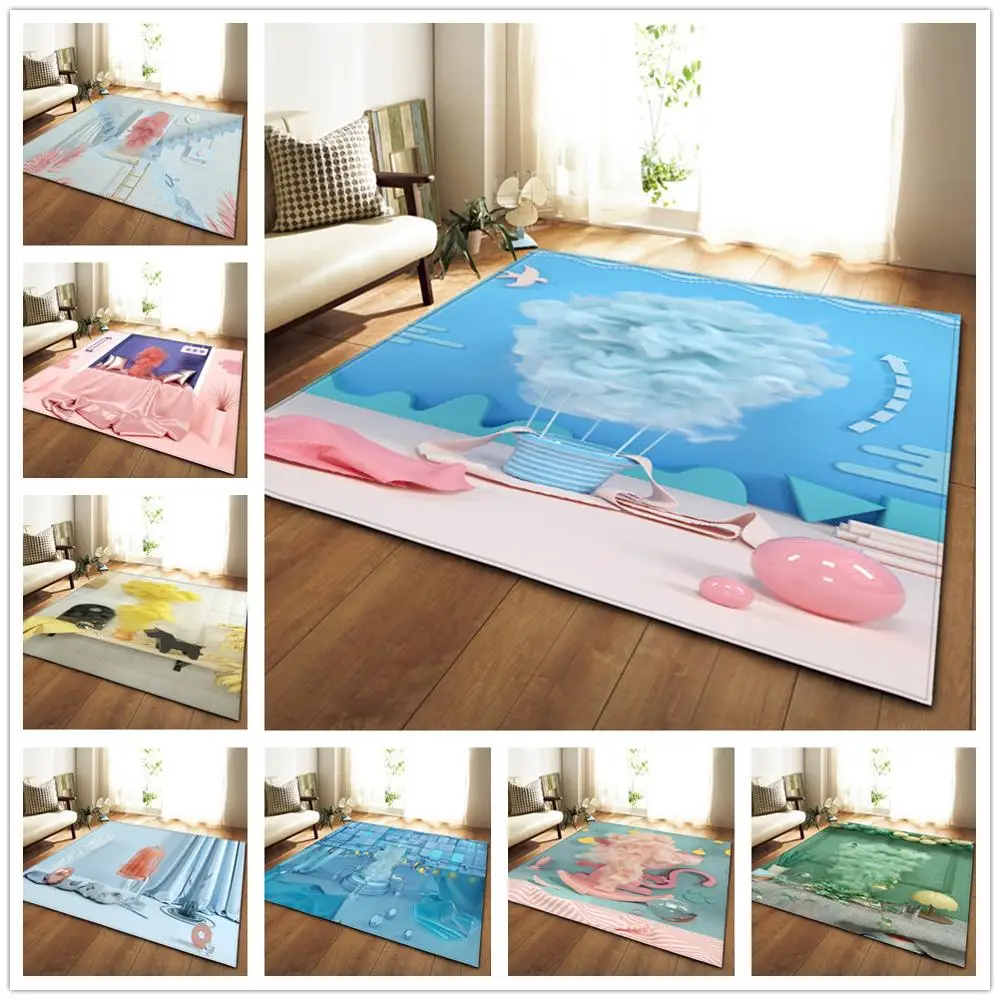 Современный 4D разноцветный ковер, спальня, детская комната, игровой коврик, фланелевая пена памяти, большие размеры, ковры для гостиной, ковер домашний декор